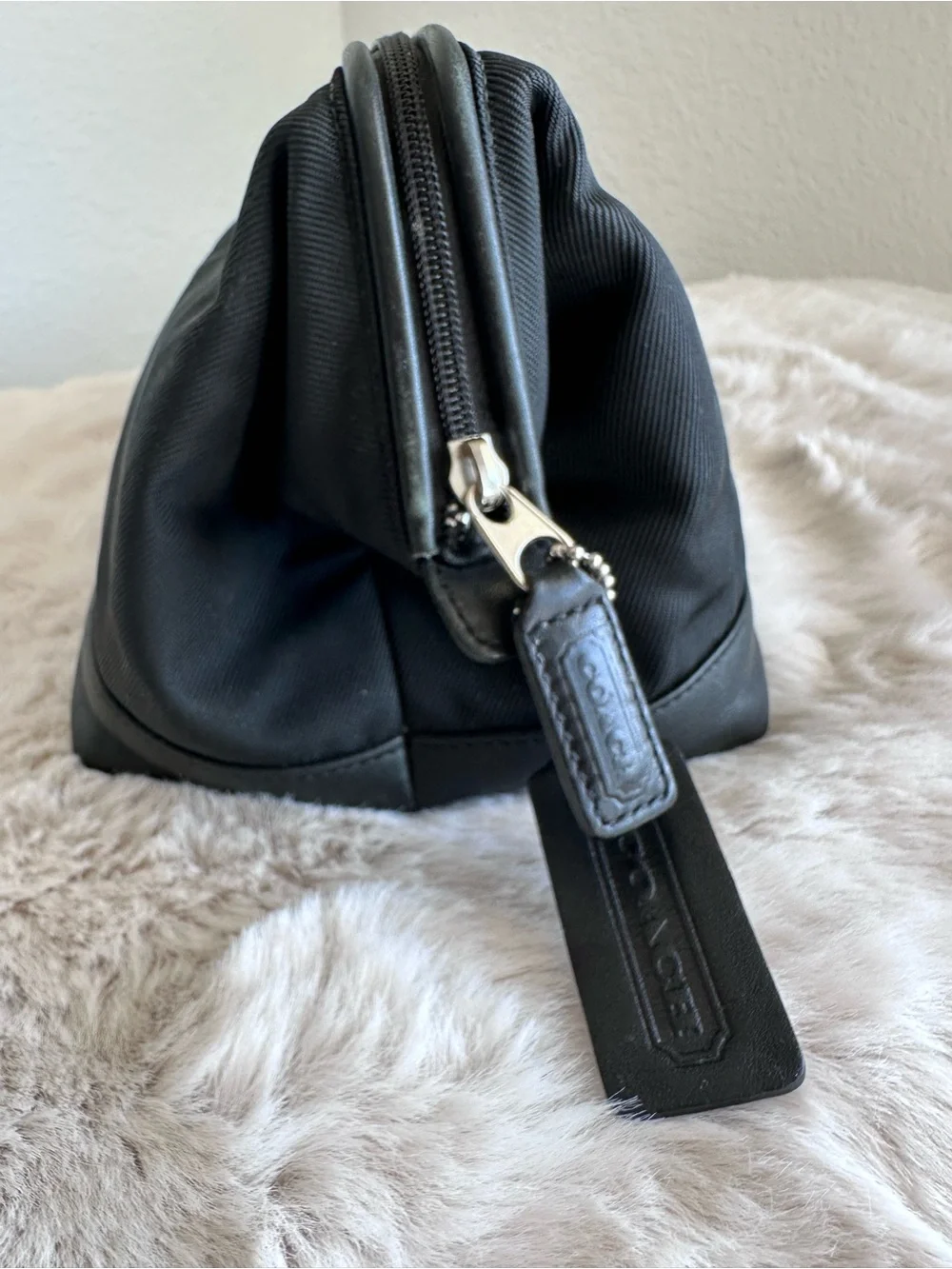 Coach Twill Travel Kit style # 5488 Black Canvas/Leather‎ toiletries rare